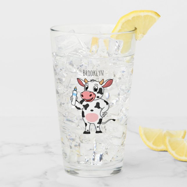 Happy Cow mit Babyflasche Cartoon Glas (Rückseite Ice)
