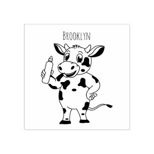 Happy Cow mit Babyflasche Cartoon Gummistempel