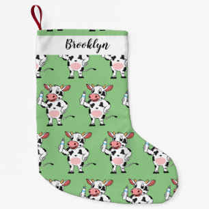 Happy Cow mit Babyflasche Cartoon Kleiner Weihnachtsstrumpf