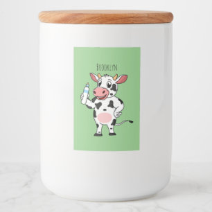Happy Cow mit Babyflasche Cartoon Lebensmitteletikett