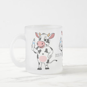 Happy Cow mit Babyflasche Cartoon Mattglastasse