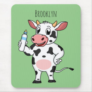 Happy Cow mit Babyflasche Cartoon Mousepad