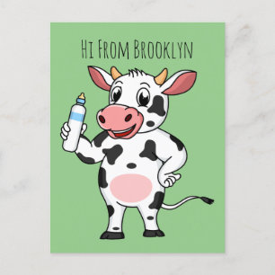 Happy Cow mit Babyflasche Cartoon Postkarte