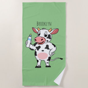 Happy Cow mit Babyflasche Cartoon Strandtuch