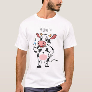 Happy Cow mit Babyflasche Cartoon T-Shirt