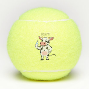 Happy Cow mit Babyflasche Cartoon Tennisbälle