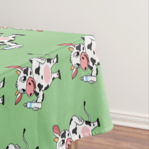 Happy Cow mit Babyflasche Cartoon Tischdecke
