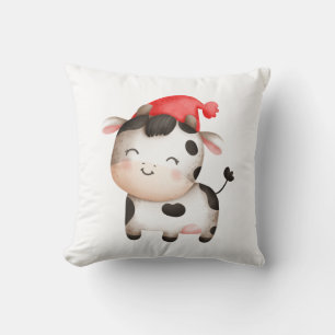 Happy Cow mit einem Red Hat Niedlich Kissen