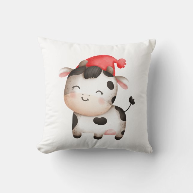 Happy Cow mit einem Red Hat Niedlich Kissen (Vorderseite)
