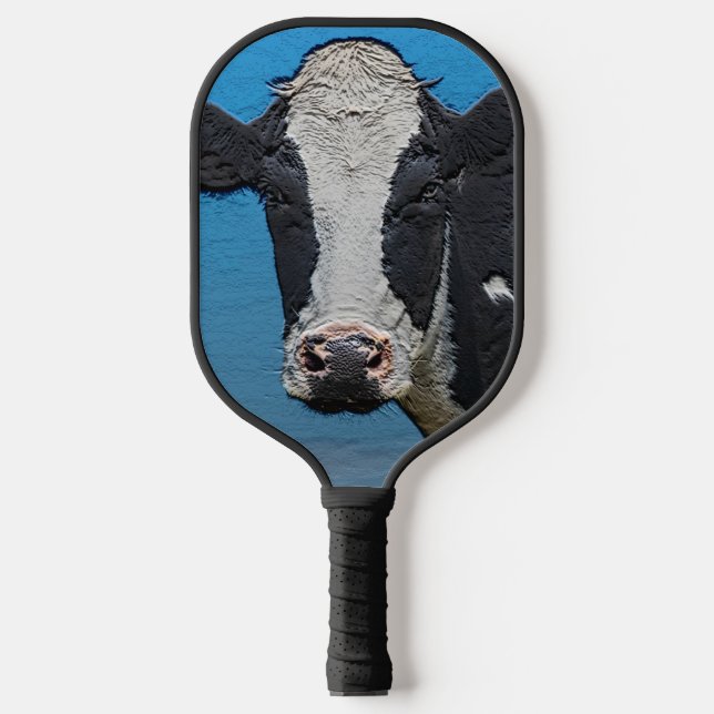 Happy Cow Portrait Pickleball Schläger (Vorderseite)