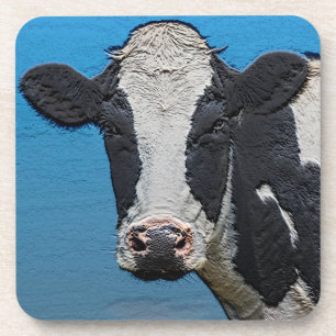 Happy Cow Portrait Square Getränkeuntersetzer