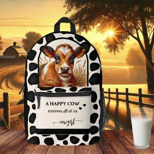 Happy Cow Quote Cowgirl Bedruckter Rucksack