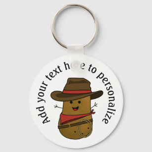 Happy Cowboy Potato Personalisiert Schlüsselanhänger