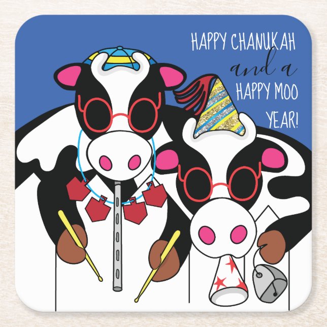 Happy Cows Chanukah Rechteckiger Pappuntersetzer (Vorderseite)