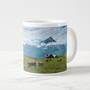 Happy Cows on Farm in Switzerland Jumbo-Tasse