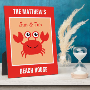 Happy Crab benutzerdefinierte Textplakette Fotoplatte