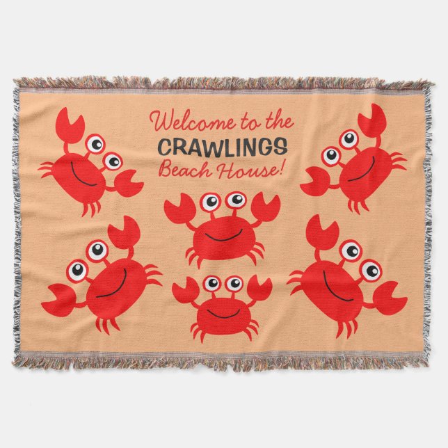 Happy Crab benutzerdefinierte Textwerfer Decke (Vorderseite)