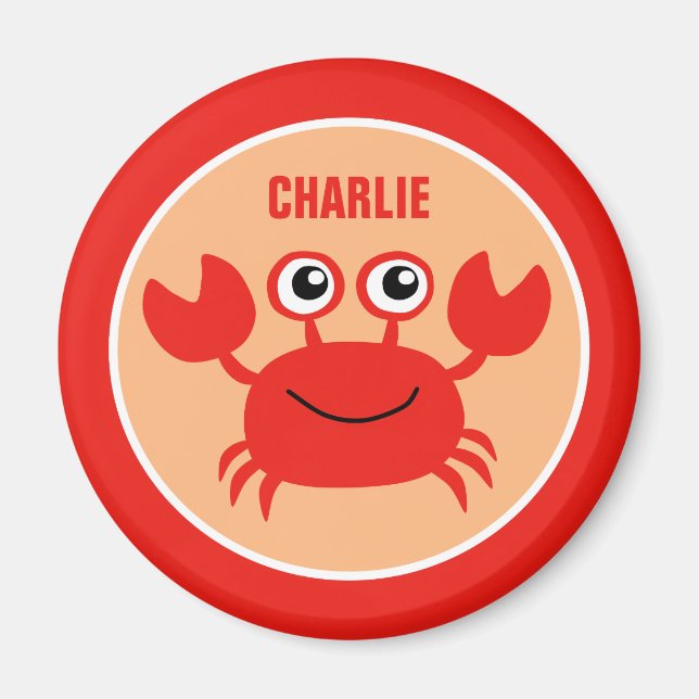 Happy Crab benutzerdefinierter Monogramm-Magnet Magnet (Vorne)