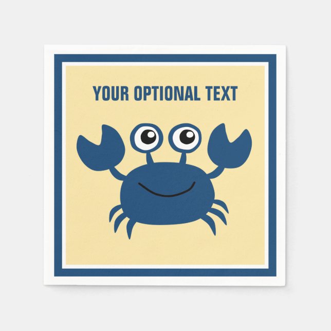 Happy Crab Benutzerdefinierter Text Serviette (Vorderseite)