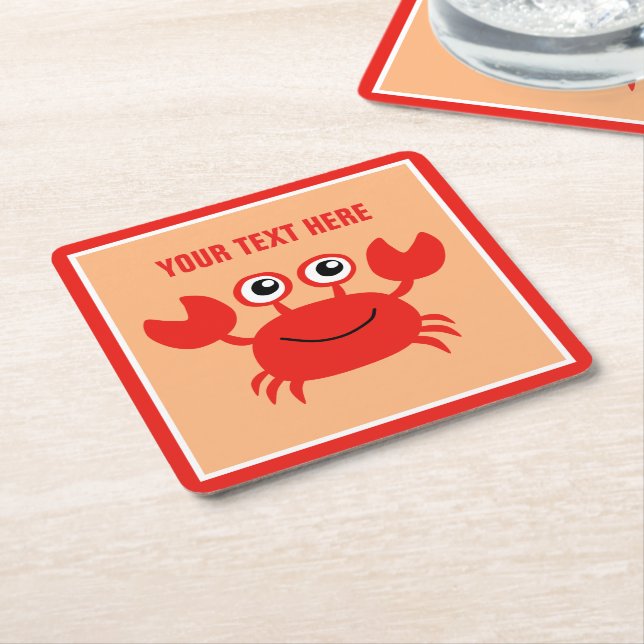 Happy Crab Custom Untersetzer (angewinkelt)