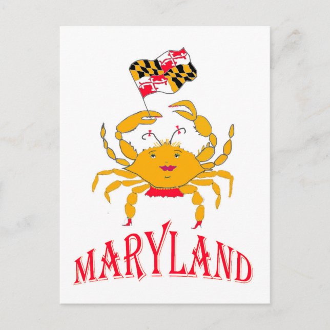 Happy crab in Maryland Feiertagspostkarte (Vorderseite)