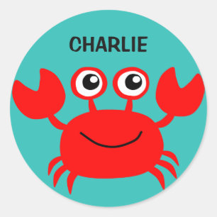 Happy Crab individuelle Name Aufkleber
