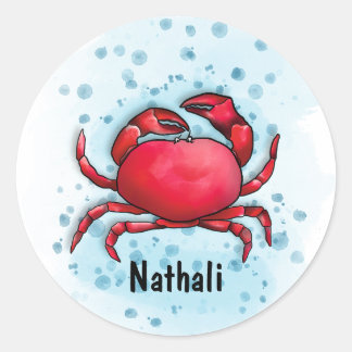 Happy Crab Runder Aufkleber