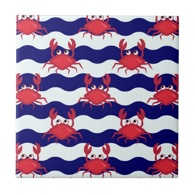 Happy Crabs Pattern Fliese (Vorderseite)