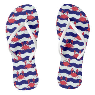 Happy Crabs Pattern Flip Flops