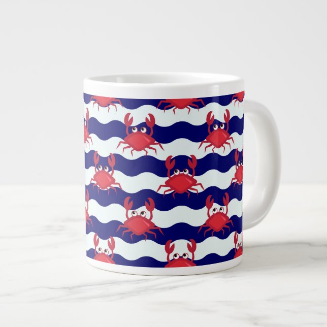 Happy Crabs Pattern Jumbo-Tasse (Vorderseite Rechts)