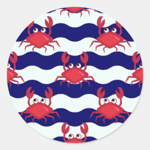 Happy Crabs Pattern Runder Aufkleber