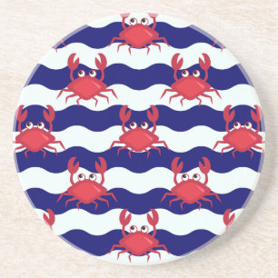 Happy Crabs Pattern Sandstein Untersetzer