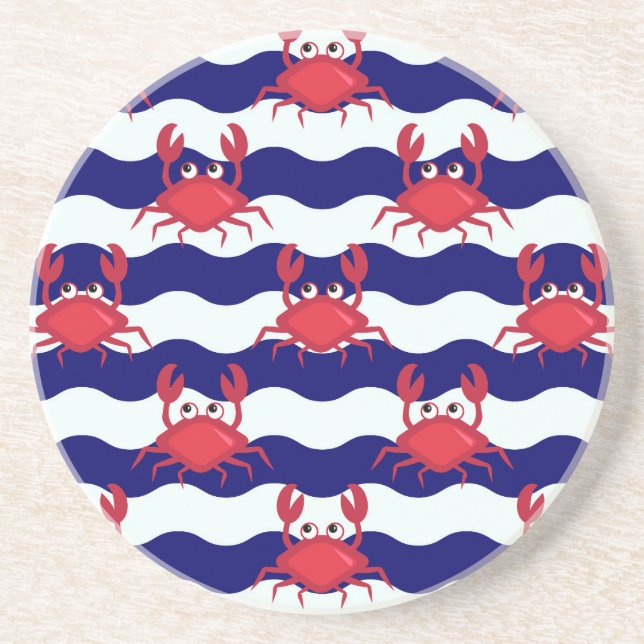 Happy Crabs Pattern Sandstein Untersetzer (Vorne)