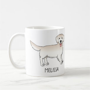 Happy Cream Golden Retriever Cartoon Hund mit Name Kaffeetasse