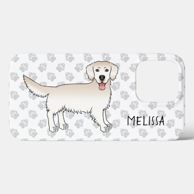 Happy Cream Golden Retriever mit Paws und Name Case-Mate iPhone Hülle (Rückseite (Horizontal))