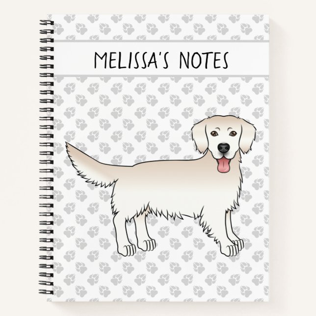 Happy Cream Golden Retriever mit Pfoten und Text Notizbuch (Vorderseite)