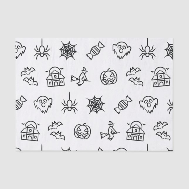 Happy creepy Halloween Muster - Weiß Seidenpapier (Vorderseite)