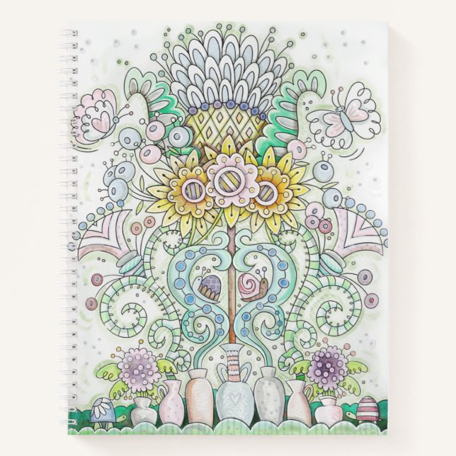 Happy Critters & Blume Notizbuch (Vorderseite)