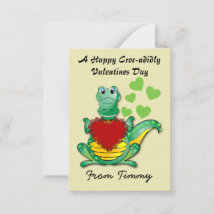 Happy Croc-adiely Valentines Cards für Kinder Mitteilungskarte