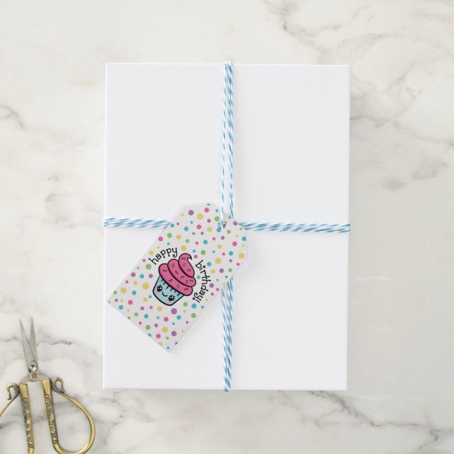 Happy Cupcake Geschenk Tags Geschenkanhänger (Mit Garn)