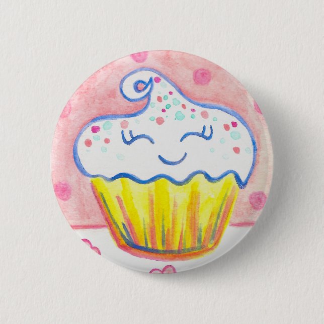 Happy Cupcake Valentine Button Button (Vorderseite)
