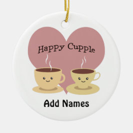 Happy Cupple! Niedlicher Kaffee Keramik Ornament