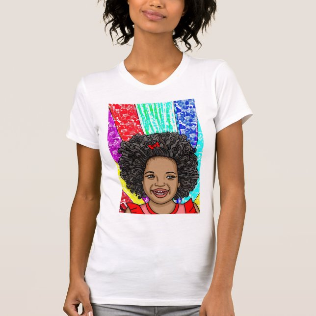 Happy Curls | Digitale Kunst | Afrikanisch-amerika T-Shirt (Vorderseite)