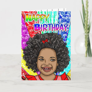 Happy Curls Digitale Kunst Happy Birthday Karte