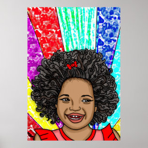 Happy Curls Pop Art Lachendes Mädchen Poster