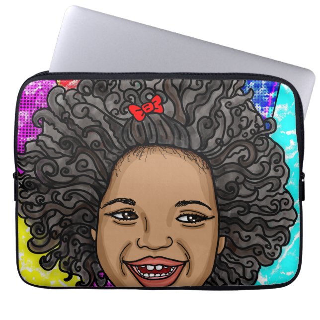 Happy Curls Pop Art Laughing Girl Laptopschutzhülle (Vorderseite)