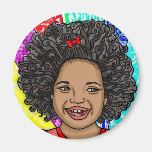 Happy Curls Pop Art Laughing Girl Magnet