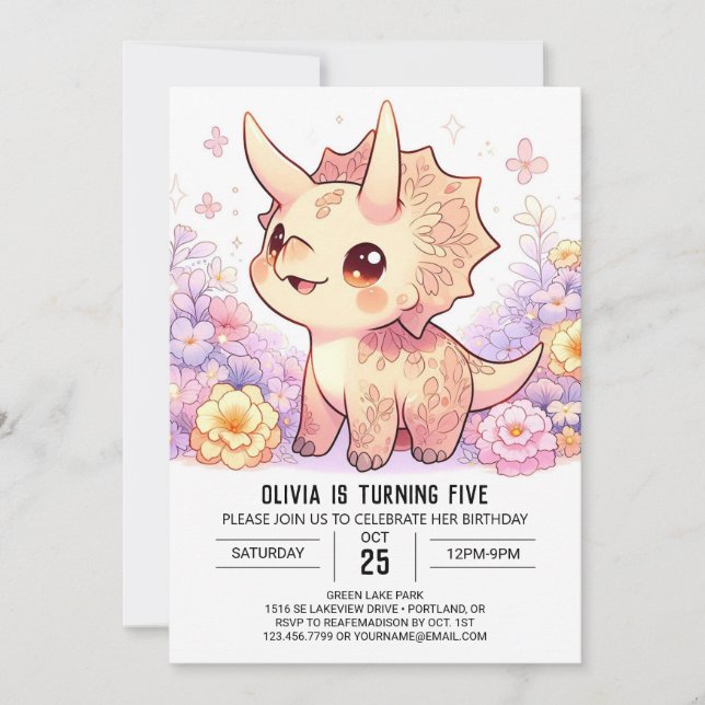 Happy Custom Dinosaur Digital Geburtstag Einladung (Vorderseite)