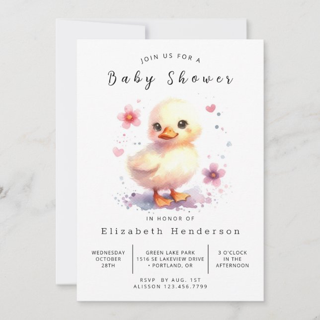 Happy Custom Duck Baby Shower Einladung (Vorderseite)