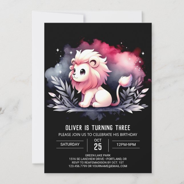 Happy Custom Lion Birthday Einladung (Vorderseite)